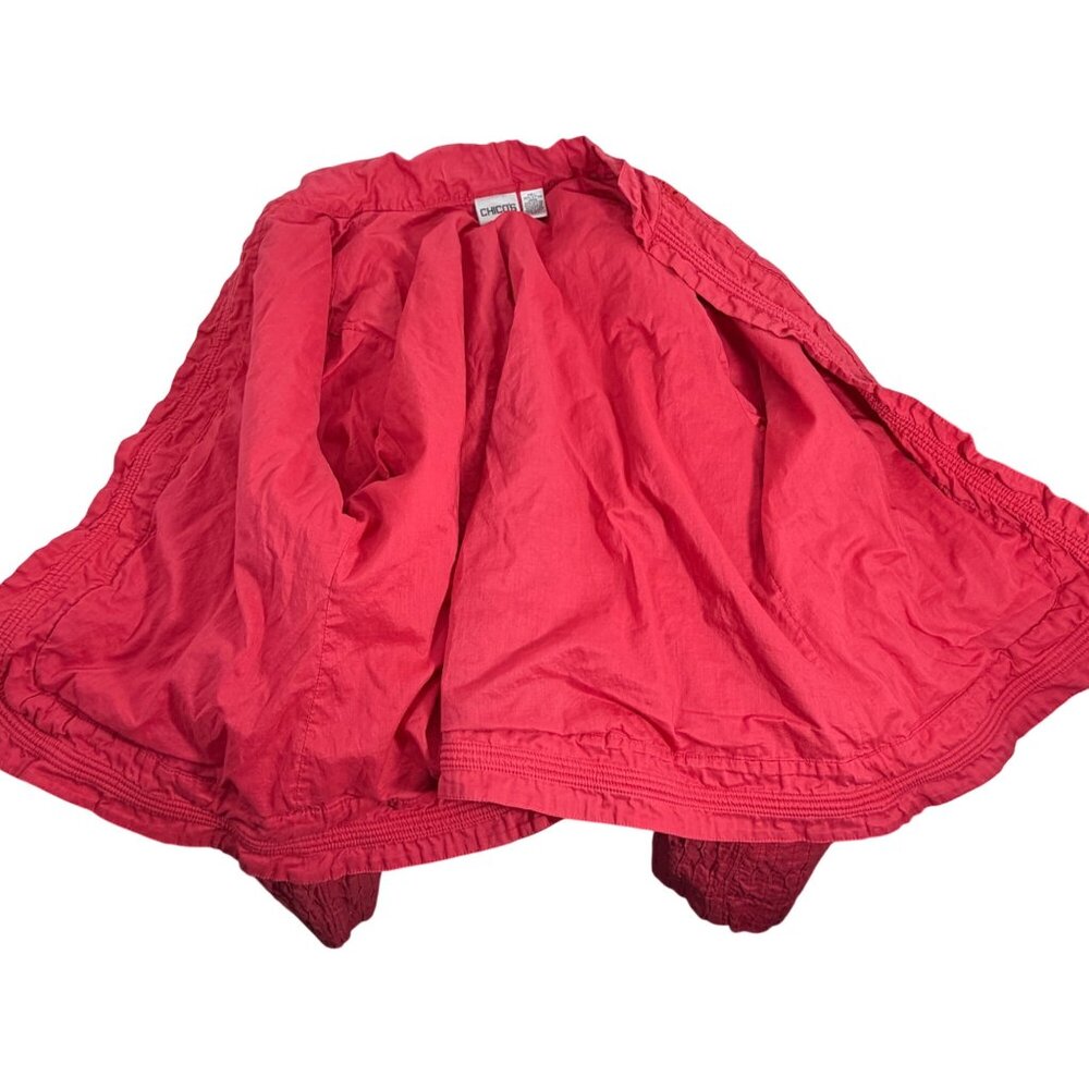 CHICOS Red Eyelet Patchwork Cotton Lightweight L/… - image 3